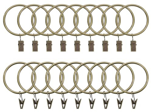 sourcing map Confezione da 18 anelli per tende con clip, diametro interno 5,1 cm, ganci per appendere drappeggi, vintage, antiruggine, anelli con ganci, bronzo