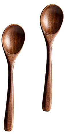 Hoement Juego De 2 Cucharas De Sopa De Madera Diseño Japonés Cuchara Para Helado Para Niños Y Niñas Sopas Gachas Y Postres