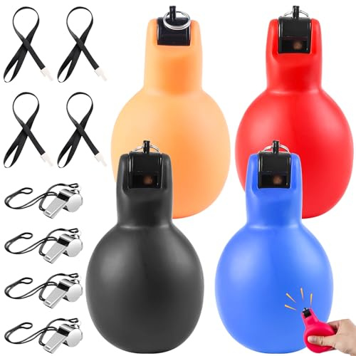 BAIFULAI 4 fischietti a mano, fischietto con 1 fischietto sportivo in acciaio inox, fischietto per allenatori, arbitri, fischietto a mano, per insegnanti di sport, insegnanti di sport, addestratore di
