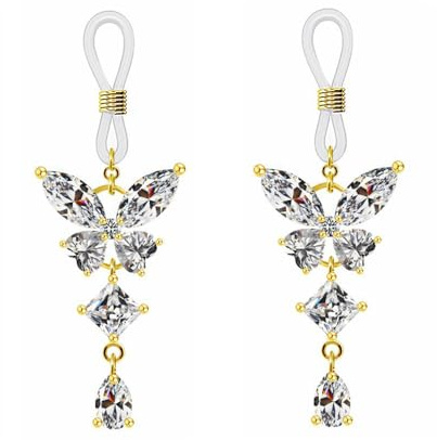 Niaspi Crystal Butterfly Fake Nipple Piercing Bars