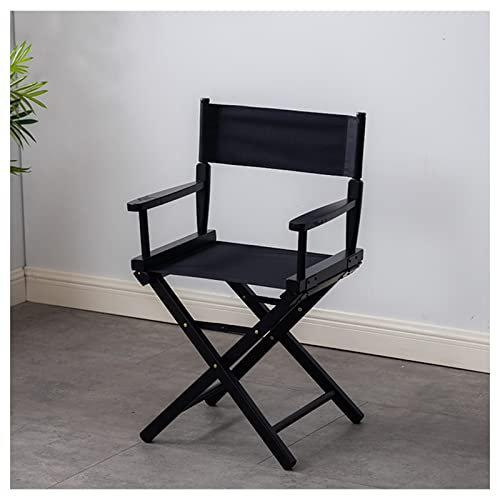 JNTFNE 48,3 cm Regiestuhl, Künstlerstuhl, Make-up-Stuhl, Gartenstuhl, Campingsitz, Regiestuhl, Massivholzrahmen, Campingstuhl, einfach zu tragen und zu reisen, Schwarz