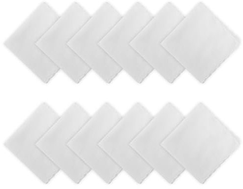 EEEKit Taschentücher Stoff, 12 Stück Damen Weiß Taschentücher, Baumwolle Taschentüch für Alltagsgebrauch Hochzeit, 30cmx30cm