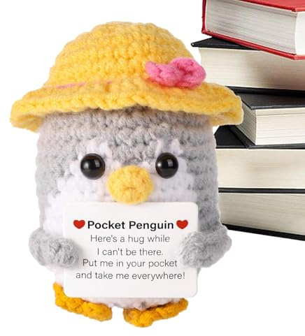 Positive Affirmation, schöne gestrickte positive Puppen, ermutigen Sie das Küken mit Regenschirm, lustig gehäkelt, mit inspirierender Karte, schöne Party-Dekoration für Kollegen