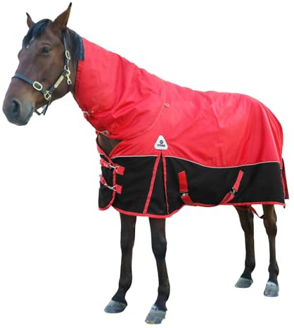 McBecdy Coperta impermeabile per cavalli 1680D con collo staccabile/esterno ispessito 400g (6'5)