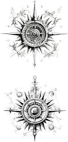 5 PCS Temporary Tattoos Kompass Tattoo Aufkleber Saft Langlebige Männer Und Frauen Wasserdicht Nicht Reflektierende Kompass Tattoo