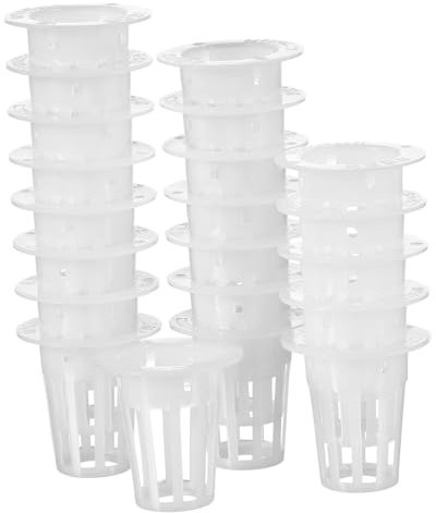 ETANULPEX 100 vasi a rete per piante galleggianti, vasi da fiori a rete per piante, trasparenti, con drenaggio, da giardino, a rete, per colture idroponiche, vasi da coltura senza suolo, colore bianco