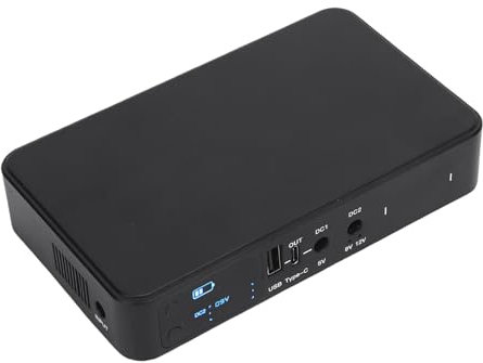 DC UPS Batterie de Secours 18000mAh avec Batterie Lithium Rechargeable Sortie DC 5V 9V 12V Compacte Portable pour Modem Caméra Routeur LED Home Office