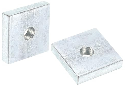 sourcing map 200 tuercas cuadradas M5 x 18 mm x 4 mm, acero al carbono, chapado en zinc, tuercas cuadradas de rosca gruesa para reparaciones del hogar e ingeniería profesional, color plateado