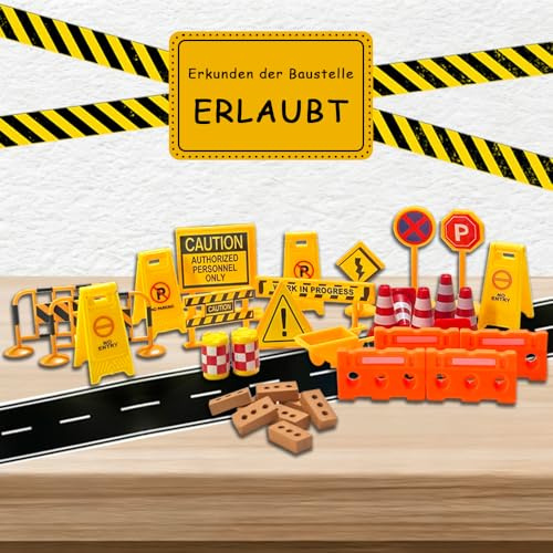 HIQE-FL Accessoires de Lutins pour Chantier,40 Pièce DIY Chantier de Lutins pour Décoration de Noël,Lutin de Construction,Mini Panneaux de Signalisation pour Enfants,Garçon,Fille,Noël (A)