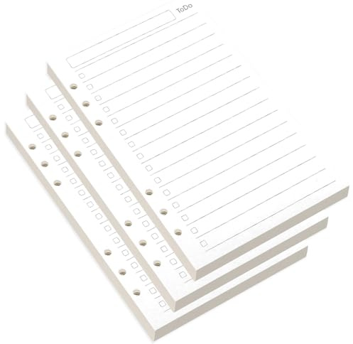 3 Stück 135 Blätter A5 Liniertes Nachfüllpapiers, A5 Refill Paper Nachfüllpapier, 6 Löcher Nachfülleinlagen Loose Notizpapier, Nachfüllpapier 6 Löcher Ersatzblätter, für Tagebücher, Notizen, Malerei