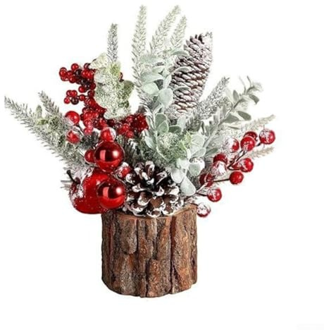 CNANRNANC Ornamento artificiale per albero di Natale da scrivania, con finitura realistica in corteccia di polietilene, decorazione fai da te da tavolo per le vacanze, per casa, ufficio, camino o