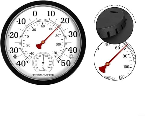 Funk Innen- Und Außenthermometer Hygrometer 25 Cm Mit Großem Acryl-Display, Präziser Temperatur (-40 Bis 50 °C) Und Luftfeuchtigkeitsmessung (0–100% RH), Automatische Kalibrierung(white)
