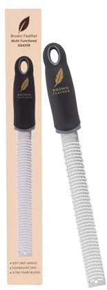 Brown Feather Lemon Zester & Garlic Grater - Kitchen Hand Zest & Cheese Graters, Micro Plane Food Parmesan Fine Handheld Ginger Planer, Microblade Good Grips Pro Citrus & Chocolate Coconut & Rotary