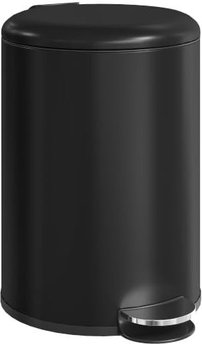 HOMCOM Mülleimer 20L Treteimer Abfalleimer Schwarz 36 x 30 x 44 cm | Mit Deckel und Fußpedal, Müllbehälter mit Inneneimer, Soft-Close-Funktion, für Wohnzimmer, Büro
