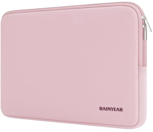 RAINYEAR 14 Inch Laptop Sleeve Protective Carrying Case, Light Pink | Compatible with 14 Notebook Computer Ultrabook Chromebook, 15 Macbook Air M2 M3 M4 M5 Fluffy Lining Padded