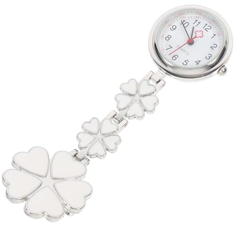 WESIEVYA Mini Orologio da Infermiera a Forma di Cuore in Lega di Zinco Bianco, Orologio da Tasca per Donne Infermiere, Design Semplice e Resistente per Ospedaliero e Idea per Laurea