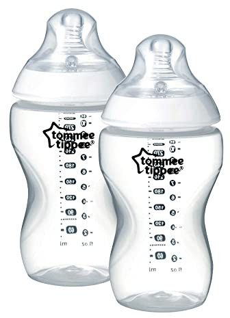 Tommee Tippee Closer to Nature Baby Bottles, Medium Flow Breast-Like Teat with Anti-Colic Valve, 340ml, Pack of 2, Clear