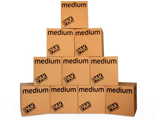 StorePAK Medium Storage Boxes - Archive Cardboard Boxes with Handles, 64 litres - 100% Recyclable - H40.5 x W40.5 x D40.5 cm, Brown, 64 Litres (Medium) (Pack of 10)