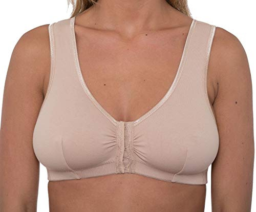 Liv Lingerie GEMM Front Fastening Cotton Rich Bra for Ladies Women Non Wired Post Surgery Soft Stretch in Multiple Colour Choices Regular to Plus Sizes Easy Open Comfort Wirefree