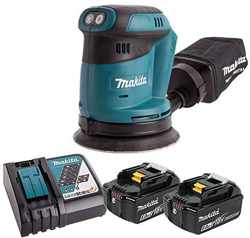 Makita DBO180 18V Li-ion Random Orbit Sander with 2 x 6.0Ah Batteries & Charger