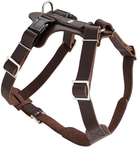 HUNTER AALBORG Hundegeschirr, Leder, S-M/2, dunkelbraun | Rindsleder, 5-fach verstellbar, mit Kunststoffschnallen, Made in Germany, Farbe: Dunkelbraun, Größe: S-M/2