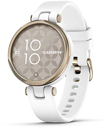 Garmin Lily, Small Smartwatch with Touchscreen and Patterned Lens, Light Gold and White