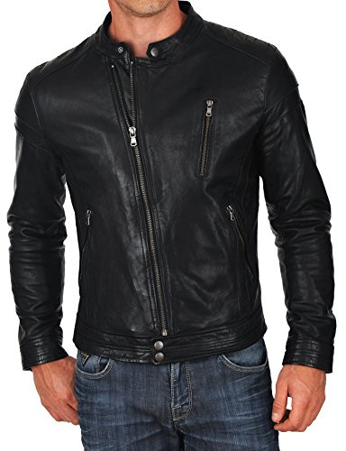 Chaqueta de piel de cordero genuino para hombre NLJUK208