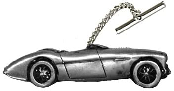Healey Krawattennadel mit Kette, 100 m, Zinneffekt, klassisches Auto