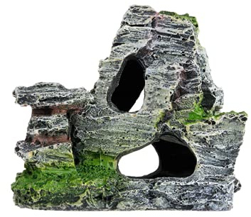 Ulalaza Aquarium Dekorationen Landschaftsbau Baumstumpf Loch Felshöhle Verstecke Stein Aquarium Harz Treibholz Bemalt mit realistischen Details über Hausbedarf Schlosszubehör