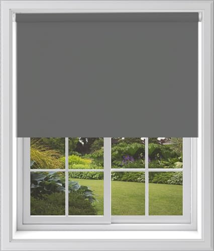 Caecus Dark Grey Blackout Roller Blinds Made To Measure Window Blinds Easy Fit Child Safe Thermal Properties Home Office Fitting Included Up To 240cm Width x Up To 210cm Drop