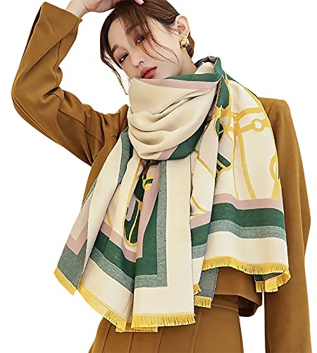 LumiSyne Invernale Sciarpa Scialle In Cashmere Per Donna Cuciture Colorate Modello Animale Pashmina Calda Sciarpe Con Nappa Morbida Lana Addensato Stole