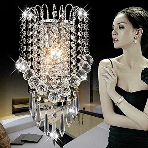 XIHOME Crystal Wall Light with Crystal Ball Decorative Chrome Modern Next Sconce E14x2 Lights for Home Sitting Bedroom Hallway Restaurant Hotel Living Room Dining Study Room