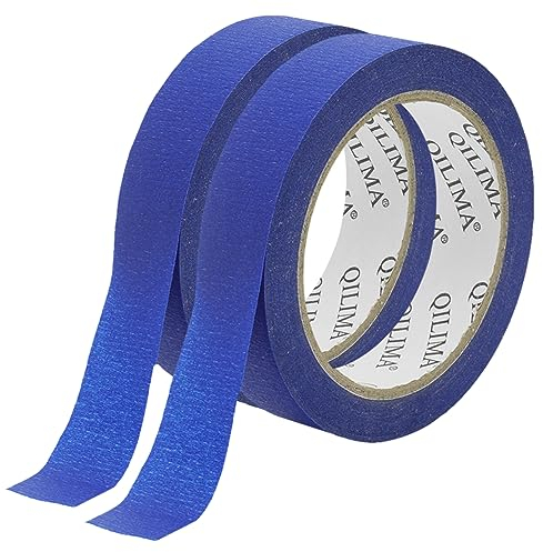 QILIMA Ruban de masquage bleu pour peintre, peintre de voiture et artiste - Ruban adhésif fort et tranchant pour décorer soi-même - 24 mm x 50 m 2 rouleaux