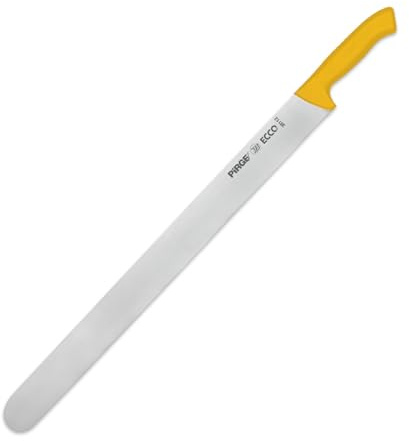 Pirge Professional 55cm Kebab & Doner Slicing Knife - Ultra-Sharp Long Meat Cutter - Yellow Ergonomic Handle - Stainless Steel