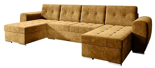 Mirjan24 Ecksofa Perniro U, Freistehendes Ecksofa, Polsterecke mit Schlaffunktion und Bettkasten, Big Bettsofa, U-Form Sofa für Wohnzimmer, Polstergarnitur (Monolith 48)