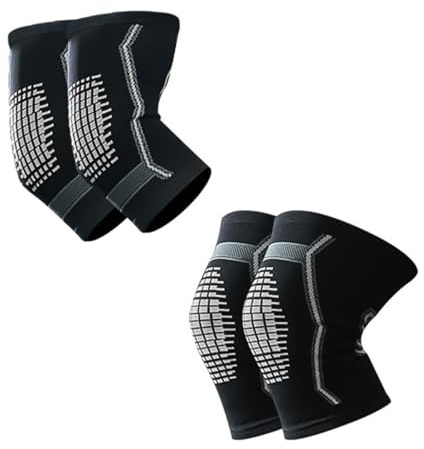 ZONADAH Knie- und Ellenbogenschoner-Set, Ellenbogenbandage, Beinschutz, Sicherheitsschutz, Ellenbogenschoner, Ellenbogenstabilisator, Unterstützung für Fußball, Basketball, Training, Skaten, Größe L