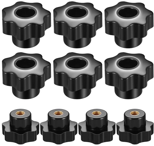 10 Pz Manopole a Stella M6 x 32mm, Manopola Stella Nero Vite, Dado con Impugnatura a Stella Pulsante di Serraggio, Bachelite Manopola Serraggio a Filettatura Femmina Manopola per Macchine Utensili