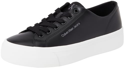 Calvin Klein Zapatillas Sneaker vulcanizadas Mujer Flatform Low de Piel, Negro (Black/Bright White), 39