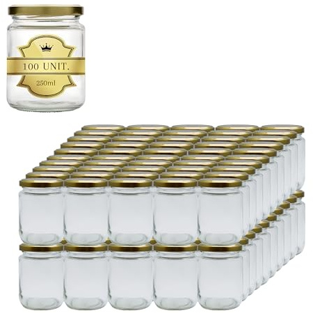 Espirito Rebelde 100 Pots en Verre Vides Ronds 250 ml | Parfaits pour les Confitures, les Conserves, le Miel et les Bonbons | Mariage