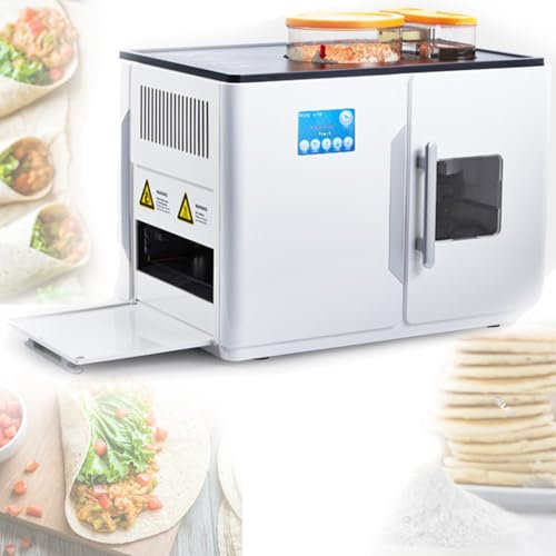 Qiang Electric Roti Tortilla Press Flat Bread Pita Making Machine 1800w Intelligent Fully Automatic Pancake Machine Pancake Robot One-Click Production of 8 Pieces/Time,For Home and Commercial Use
