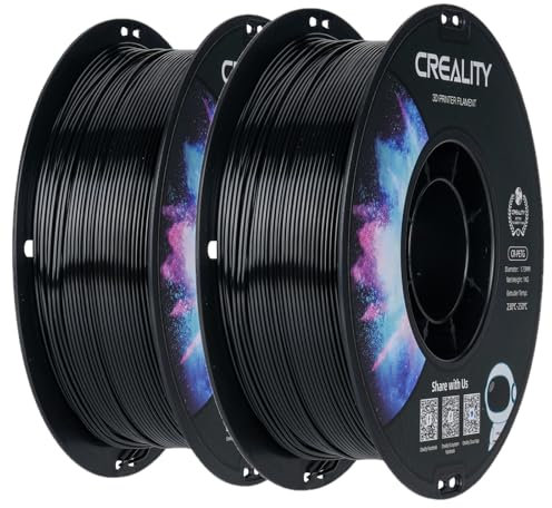 Creality CR-PETG Filament 1.75mm 2kg Schwarz, 3D Drucker Filament PETG, Maßgenauigkeit +/-0,02mm Vakuumverpackung Ordentliche Spule (2 x 1kg Spule, Schwarz+Schwarz)
