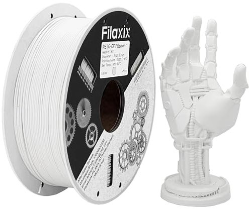 Glasfaser PETG Filament 1,75mm,Hohe Steifigkeit & Festigkeit,Ausgezeichnete Dimensionsstabilität,Witterungsbeständig & Haltbarkeit,Kompatibel mit Bambus LAB,QIDI 3D-Drucker,1 KG,Weiß