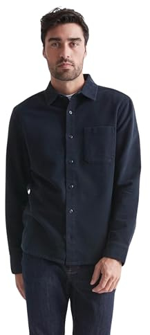 DUER Men's No Sweat Moleskin Shirt, Stretch Long Sleeve Button Up, Soft Cotton Clothing, Relaxed Outerwear Top, Navy, S