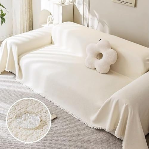 MLordoarf Plaid Canape Grande Taille Crème, Impermeable Chat Anti Griffe Couverture Canape Universelle 1 2 3 4 Places Angle Décorative Housse de Canapé idéal comme Jeté de Canapé ou Couvre-lit