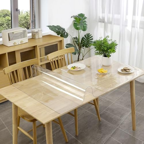 KARAT Tovaglia Protettiva in PVC 1,5 mm, Copritavolo Trasparente Rettangolare 90x160 cm, Protezione Tavolo con Bordo Dritto, Adatta al Contatto Alimentare, Copri Tavolo per Cucina e Soggiorno (Impero)