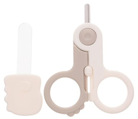 Babynagelpflegeset 1 Satz für Neugeborene und Kleinkinder | Anti Pinch, Präzises Kürzen, Ergonomische Form, Zuhause Nutzbar, Beige, Abs Edelstahl Tpe Glas