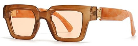 SSFVTTL Lunettes de soleil rétro de luxe pour femmes, couleur bonbon, tendance, punk, pour hommes, orange clair, taille unique
