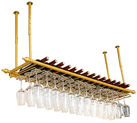 KCGCIHMS Portabicchieri da Vino in Metallo Regolabile per Bar e ristoranti Portabicchieri da Vino sospeso con Telaio da soffitto Altezza e spaziatura Regolabili da 80 cm