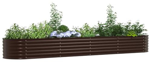 vidaXL Hochbeet aus verzinktem Stahl in Braun, 400 x 80 x 44 cm. Perfekt für deinen Garten oder die Terrasse, um Gemüse, Blumen und Kräuter anzubauen.