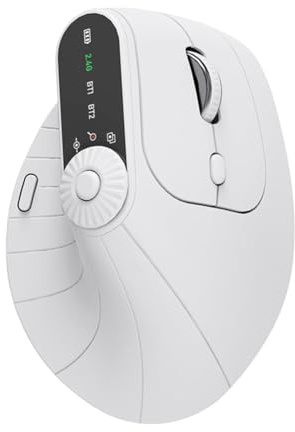 Souris verticale sans fil rechargeable compatible Bluetooth + 2,4 GHz souris optique verticale ergonomique sans fil 1000/1200/1600/2400 DPI pour ordinateur portable, PC, MacBook fenêtre